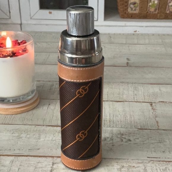 1970s Stunning GUCCI Brown Monogram Canvas Thermos Vacuum Flask. - Picture 2 of 12